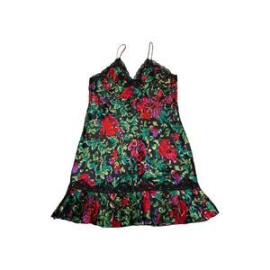 Victoria's Secret Floral Green Red Intimate Sleepwear Lingerie Night Dress Sz P